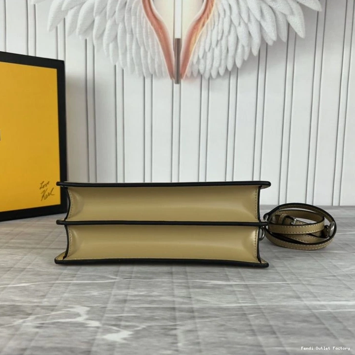 Vintage HOT Mini Peekaboo Cut Bag Khaki Leather Fendi In Calf 0710